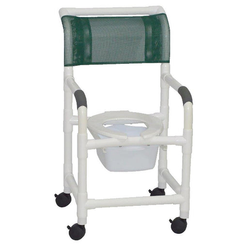 MJM International PVC Shower Chair w/ 3" Twin Casters & 10 Qt Commode Pail