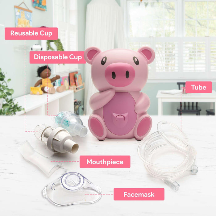 Portable Nebulizer Machine for Kids – Pink Pig Breathing Treatment Machine