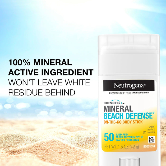 Neutrogena Purescreen+ Beach Defense BodyStick Sunscreen SPF50 -1.5oz