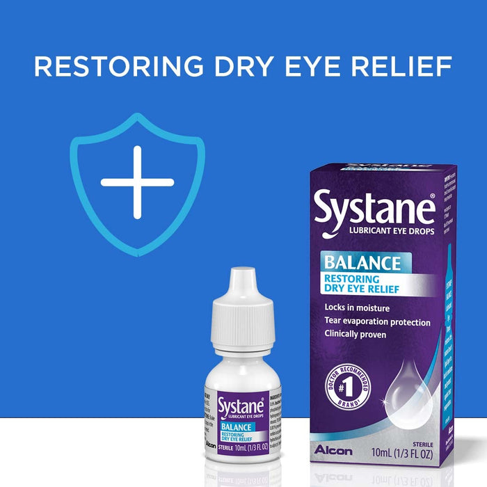 Systane Balance Lubricant Eye Drops Restore Dry Eye Relief - 10mL X 2Ct