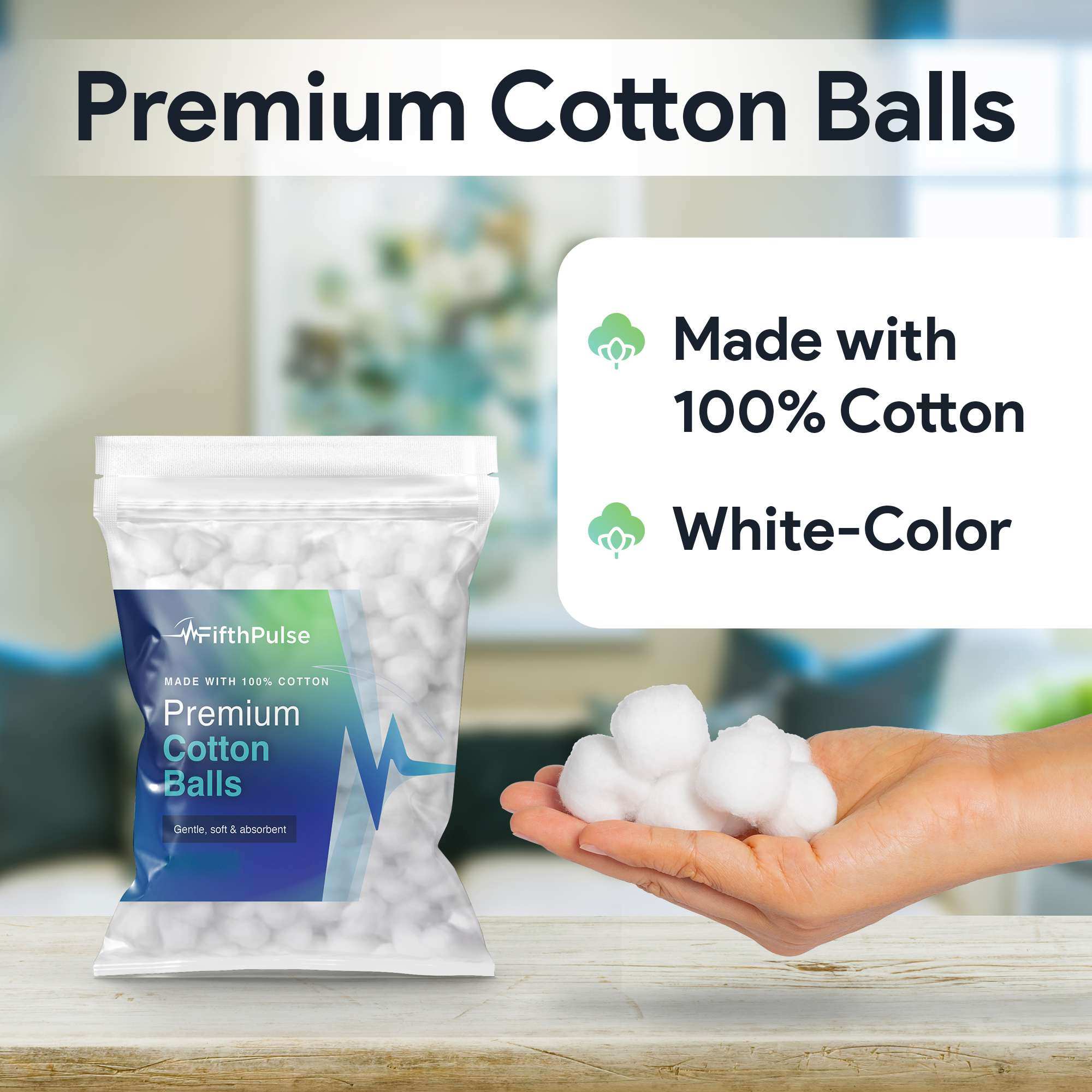 FifthPulse Premium Cotton Balls 100% Pure Cotton for Versatile Use
