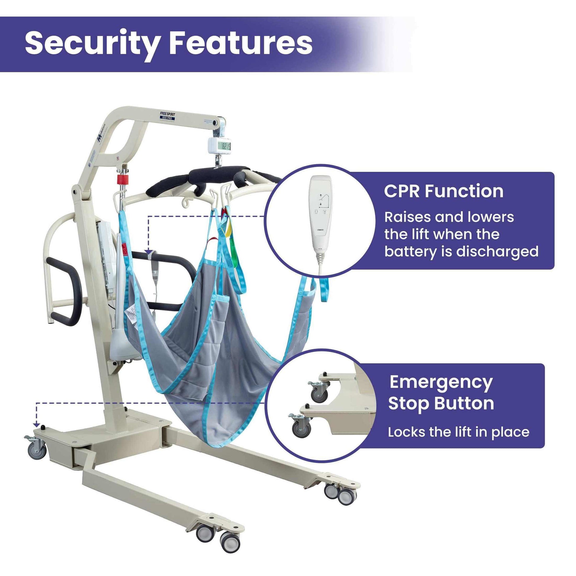 Medacure Bariatric Free Spirit Battery Powered Lift with Scale - 850lb