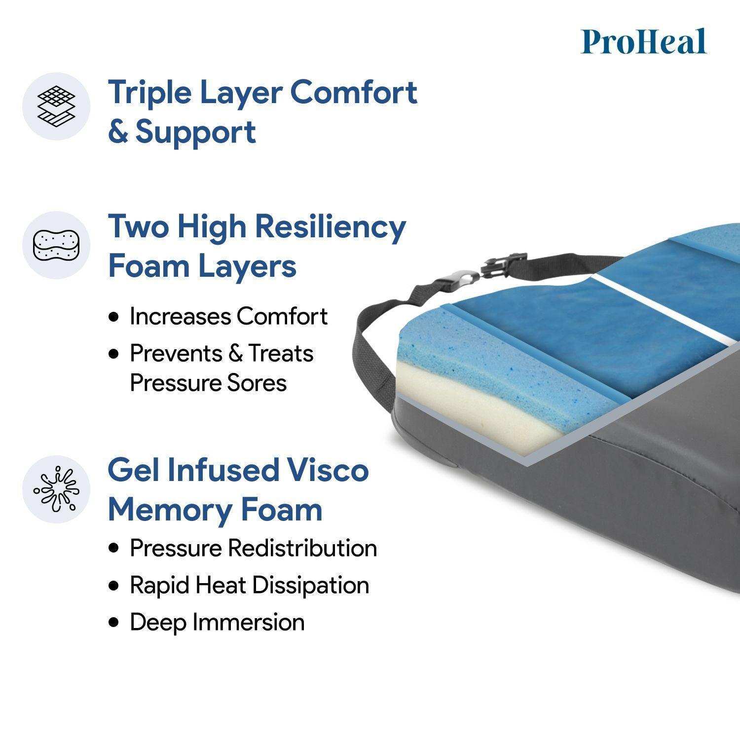 Bariatric Wheelchair Seat Cushion with Gel Infused Memory Foam - Shop Home Med