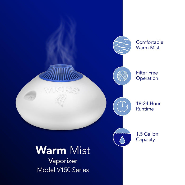 Vicks Warm Steam Vaporizer Humidifier with Night Light - 1.5 Gal - Shop Home Med