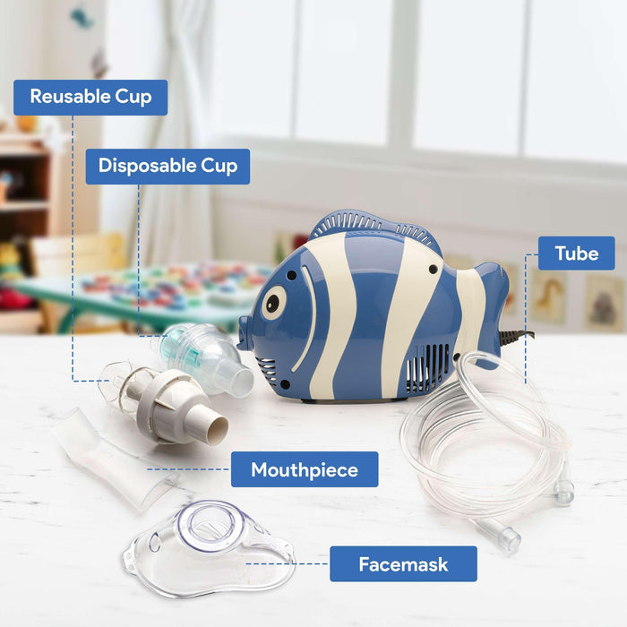 Portable Nebulizer Machine for Kids – Blue Fish Breathing Treatment Machine