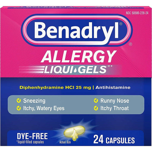 Benadryl Allergy Dye-Free Liqui-Gels 25 mg - 24 ea - Shop Home Med