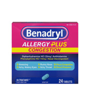 Benadryl Allergy Plus Congestion Ultra Tablets 24 Count - Shop Home Med