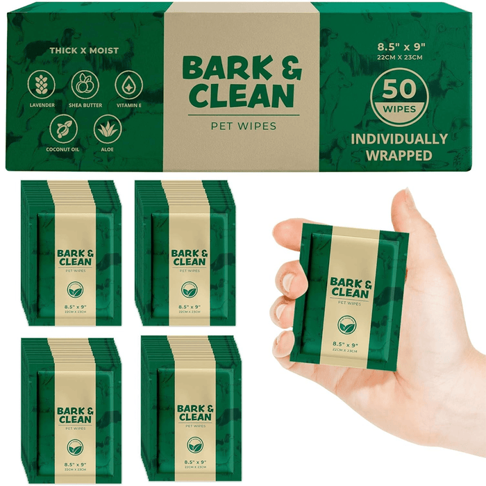 Toallitas húmedas de bambú para mascotas Bark &amp; ​​Clean con aloe, manteca de karité y aroma a lavanda Toallitas para el cuidado de perros y gatos