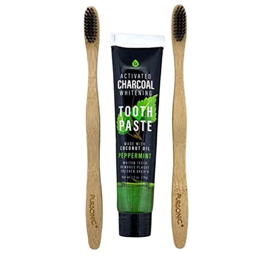 Pursonic Eco-Friendly Bamboo Toothbrushes & Charcoal Whitening Toothpaste