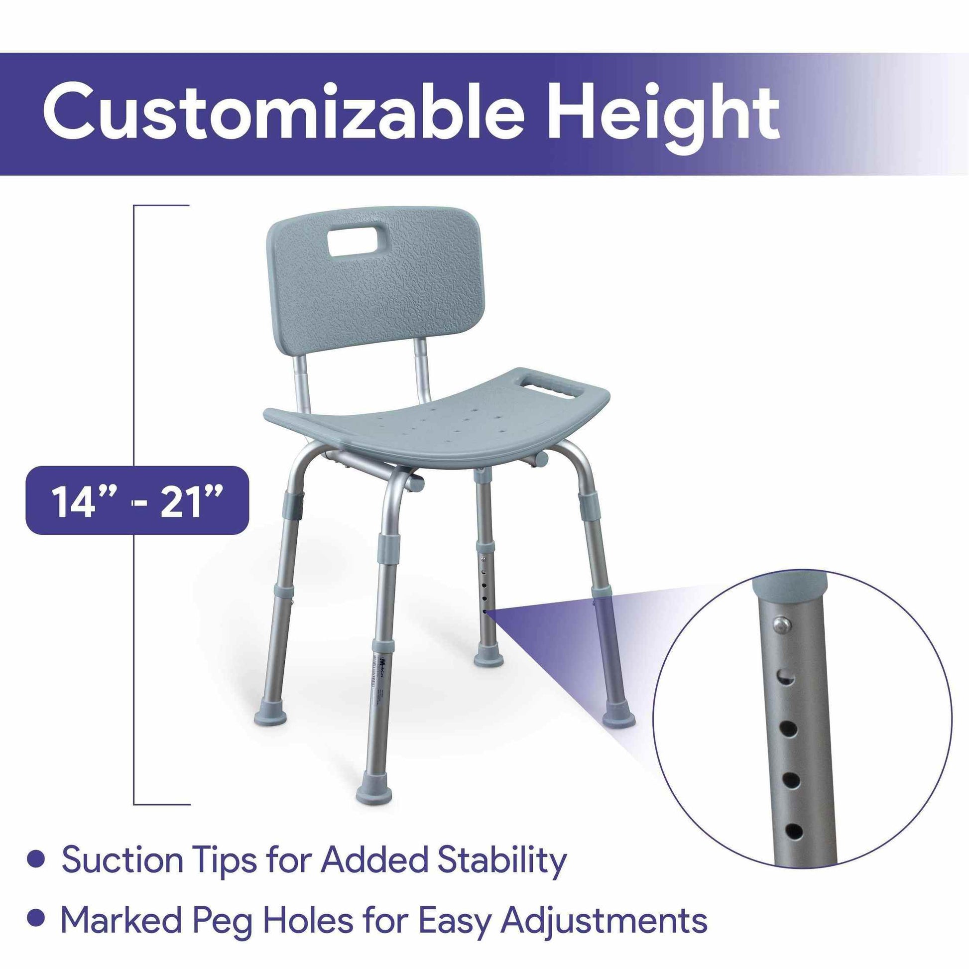 Medacure Height Adjustable Shower Chair for Seniors Case of 4 - Shop Home Med