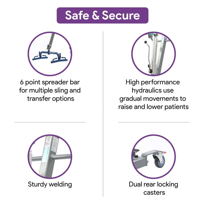 Hydraulic Patient Lift 6 Point Spreader - 400 lb Weight Capacity