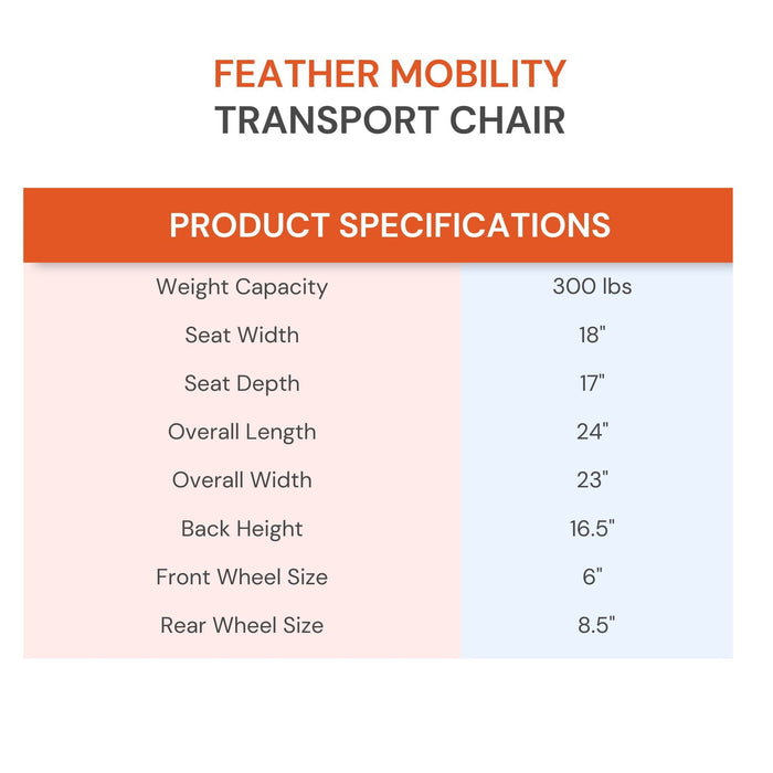 Feather Lightweight Transport Chair World's Most Lightweight ONLY 13 lbs