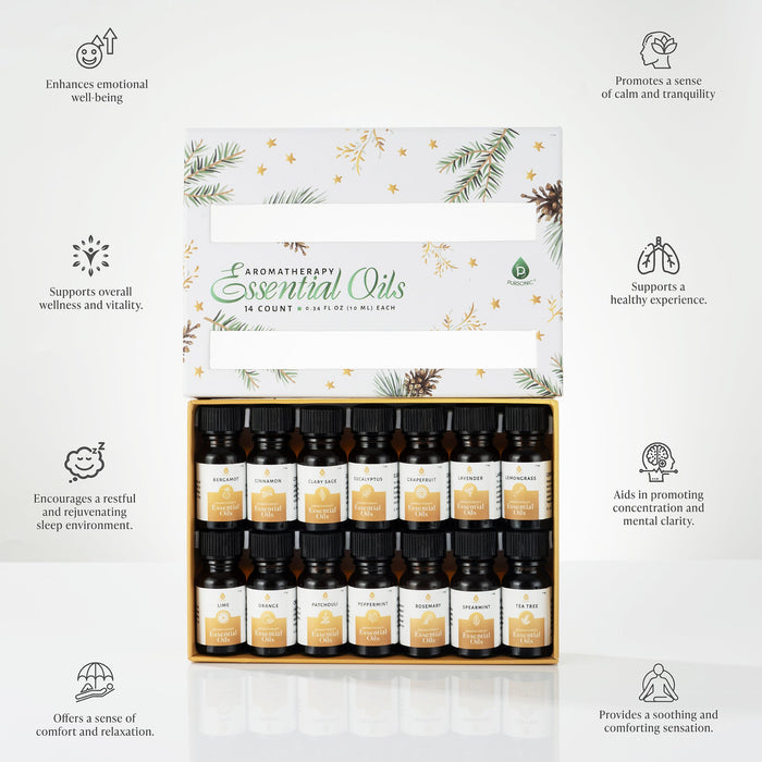 Pursonic Essential Oils Gift Set - 14-Piece Aromatherapy Collection shophomemed