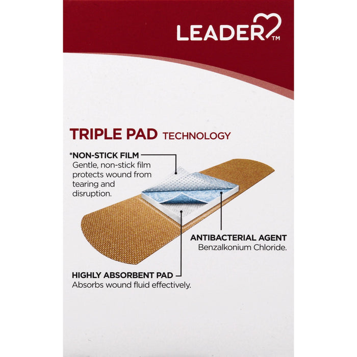 Leader Adhesive Bandages Fabric Antibacterial Assorted - 20 Ct