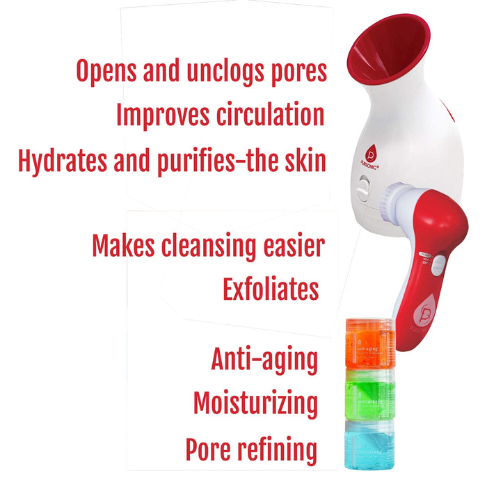 Pursonic Spa Facial Care Bundle: Steamer Cleansing Brush & Gel Masks