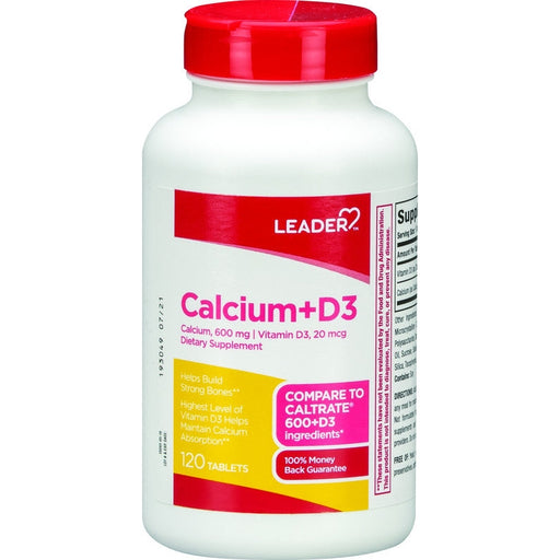 Leader Tm Calcium & D3 Tablets 120 Ct Compare To Caltrate