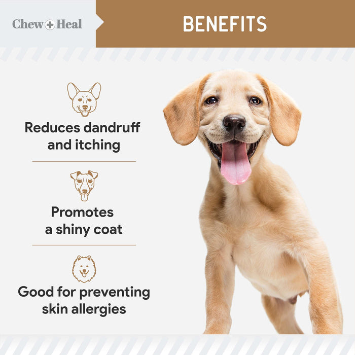 Chew + Heal Omega Skin and Coat for Dogs - 180 Chews - Peanut Butter Flavor - Shop Home Med