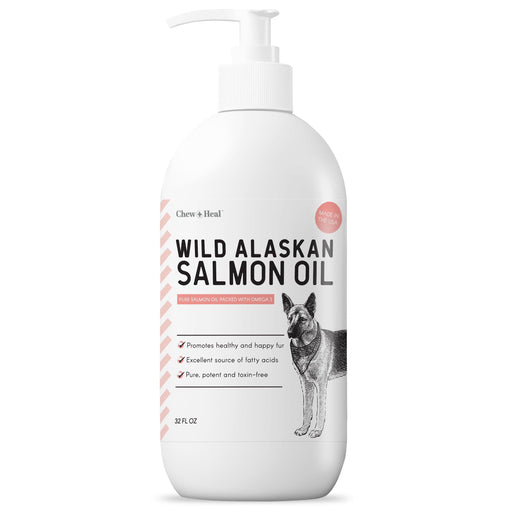 Chew + Heal Pure Wild Alaskan Salmon Oil for Dogs - Pump Cap Bottle - Shop Home Med