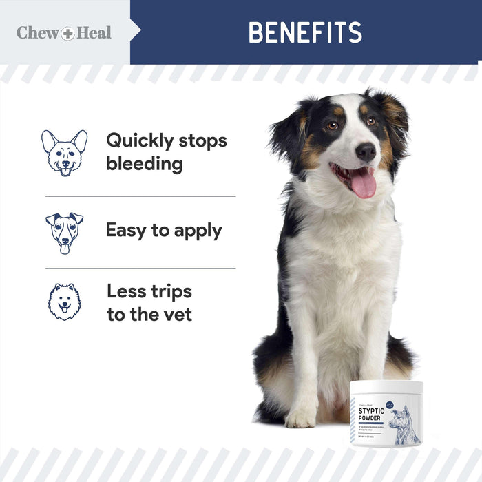 Chew + Heal Styptic Powder for Dogs 1.5 oz - Quick Clotting Powder - Shop Home Med
