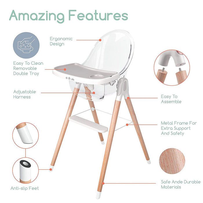 Children Of Design Non-Reclinable Classic Wooden High Chair - Clear - Shop Home Med