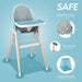Children Of Design Non-Reclinable Classic Wooden High Chair with Cushion - Blue - Shop Home Med