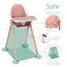 Children Of Design Non-Reclinable Classic Wooden High Chair with Cushion - Pink - Shop Home Med