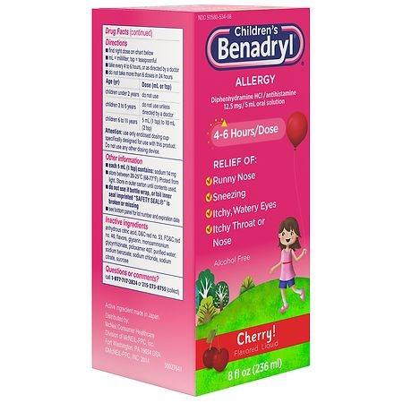 Children’s Benadryl Allergy Relief Liquid Medicine Cherry - 8 fl oz - Shop Home Med