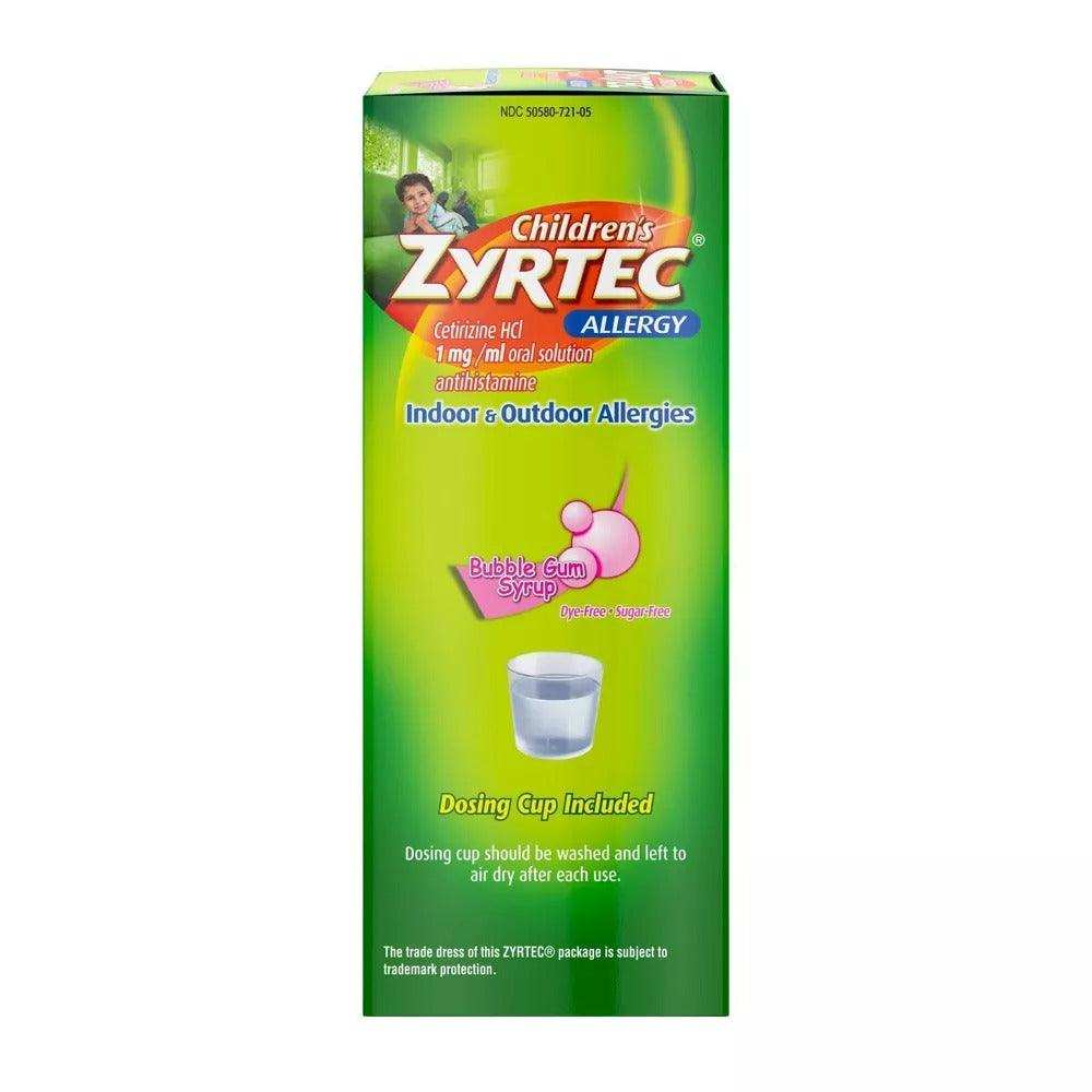 Children's Zyrtec 24 Hour Allergy Relief Syrup - Bubble Gum - Cetirizine - 4 fl oz - Shop Home Med