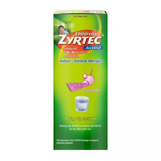 Children's Zyrtec 24 Hour Allergy Relief Syrup - Bubble Gum - Cetirizine - 4 fl oz - Shop Home Med