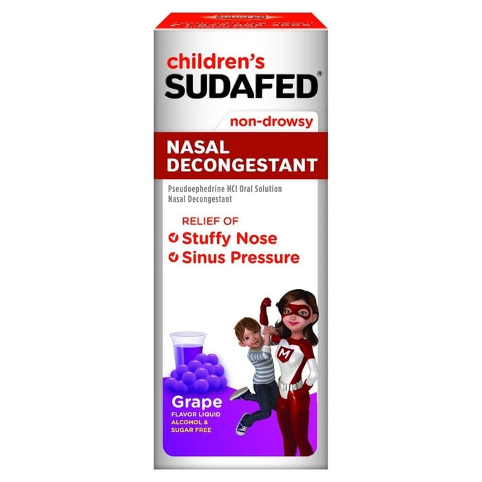 Sudafed PE Children's Nasal Decongestant Liquid Medicine - Grape