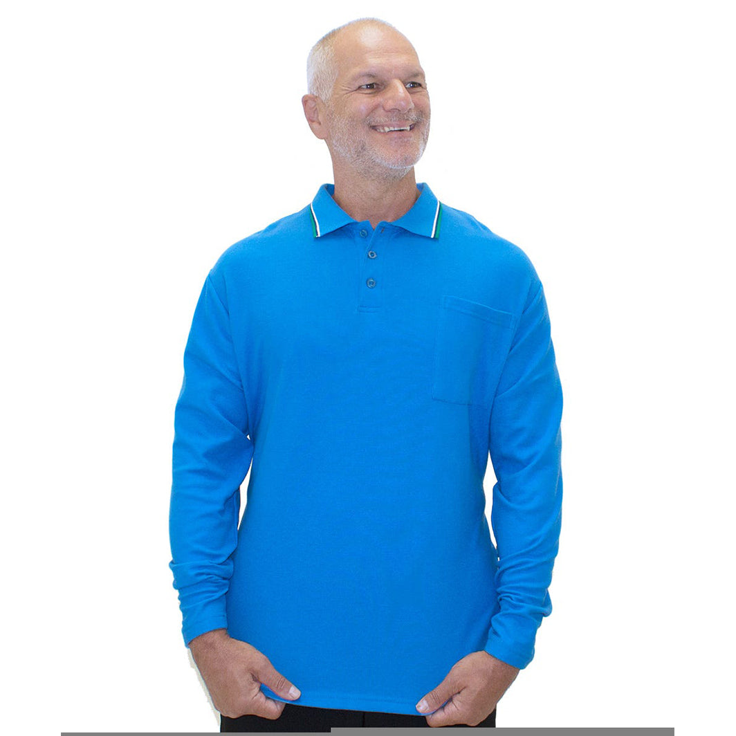 Silverts Men's Adaptive Open Back Polo Shirt with Long Sleeves