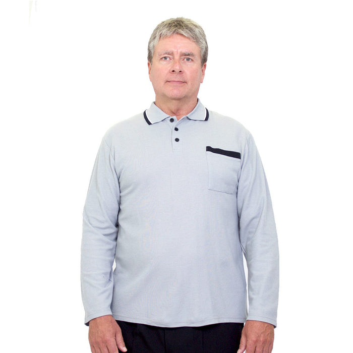 Silverts Men's Adaptive Open Back Polo Shirt with Long Sleeves