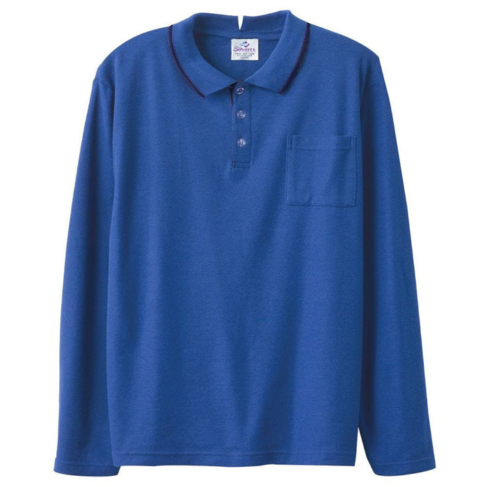 Silverts Men's Adaptive Open Back Polo Shirt with Long Sleeves