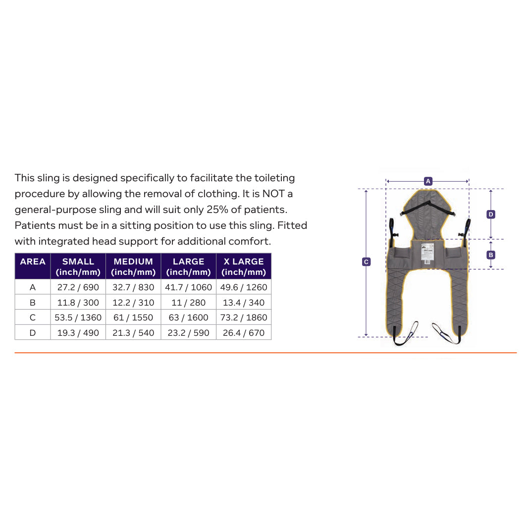 Joerns Hoyer Access 6-Point Commode Sling with Head Support