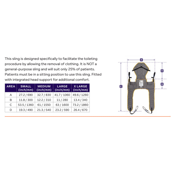 Joerns Hoyer Access 6-Point Commode Sling with Head Support