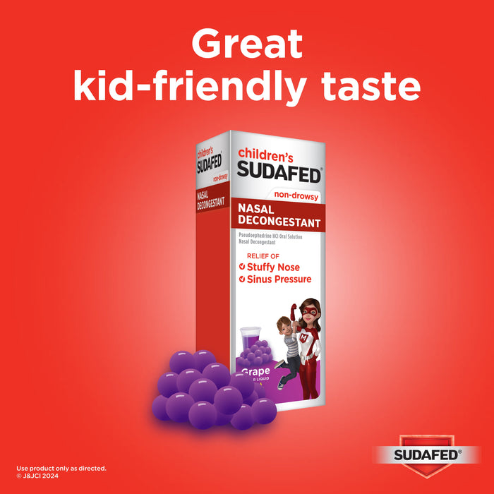 Sudafed PE Children's Nasal Decongestant Liquid Medicine - Grape