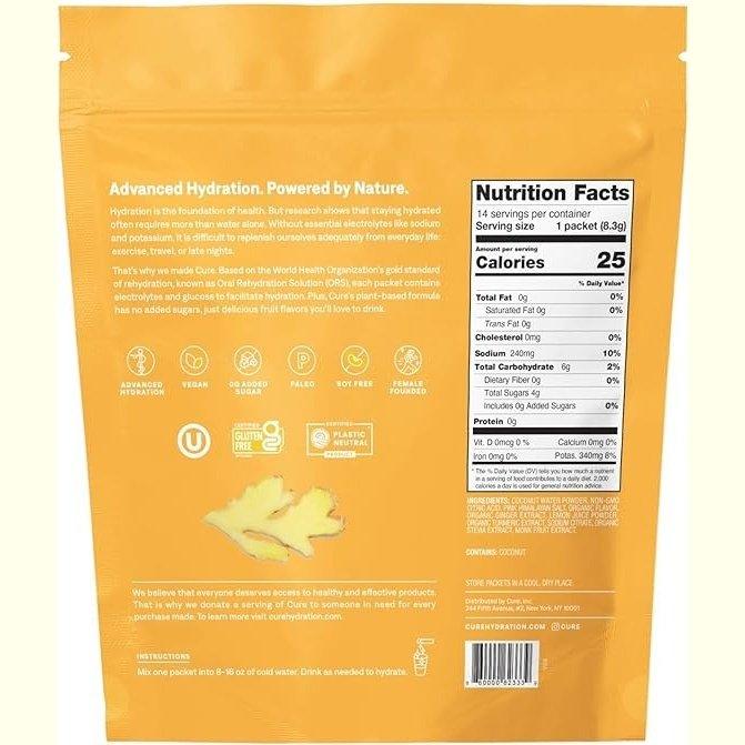 Cure Hydrating Electrolyte Drink Mix - Ginger Turmeric - Shop Home Med