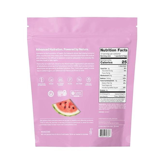 Cure Hydrating Electrolyte Drink Mix - Watermelon - Shop Home Med