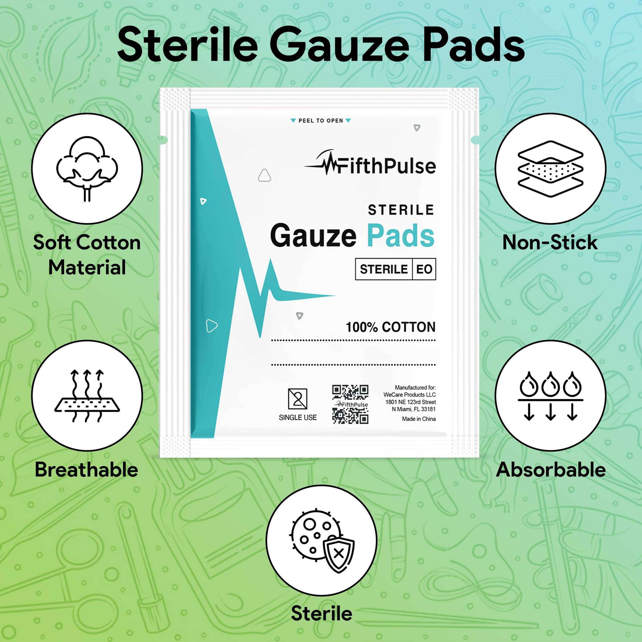 FifthPulse Sterile Gauze Pads Individually Packed
