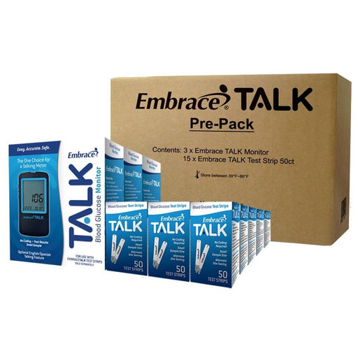 Embrace TALK Blood GlucoseMeter Kit - 3Monitors,15Bxs Test StripX50 Ct - Shop Home Med