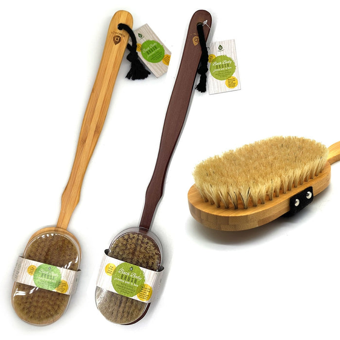 Pursonic Eco-Friendly Bamboo Bath Brush & Massager Set with Flushable Wipes