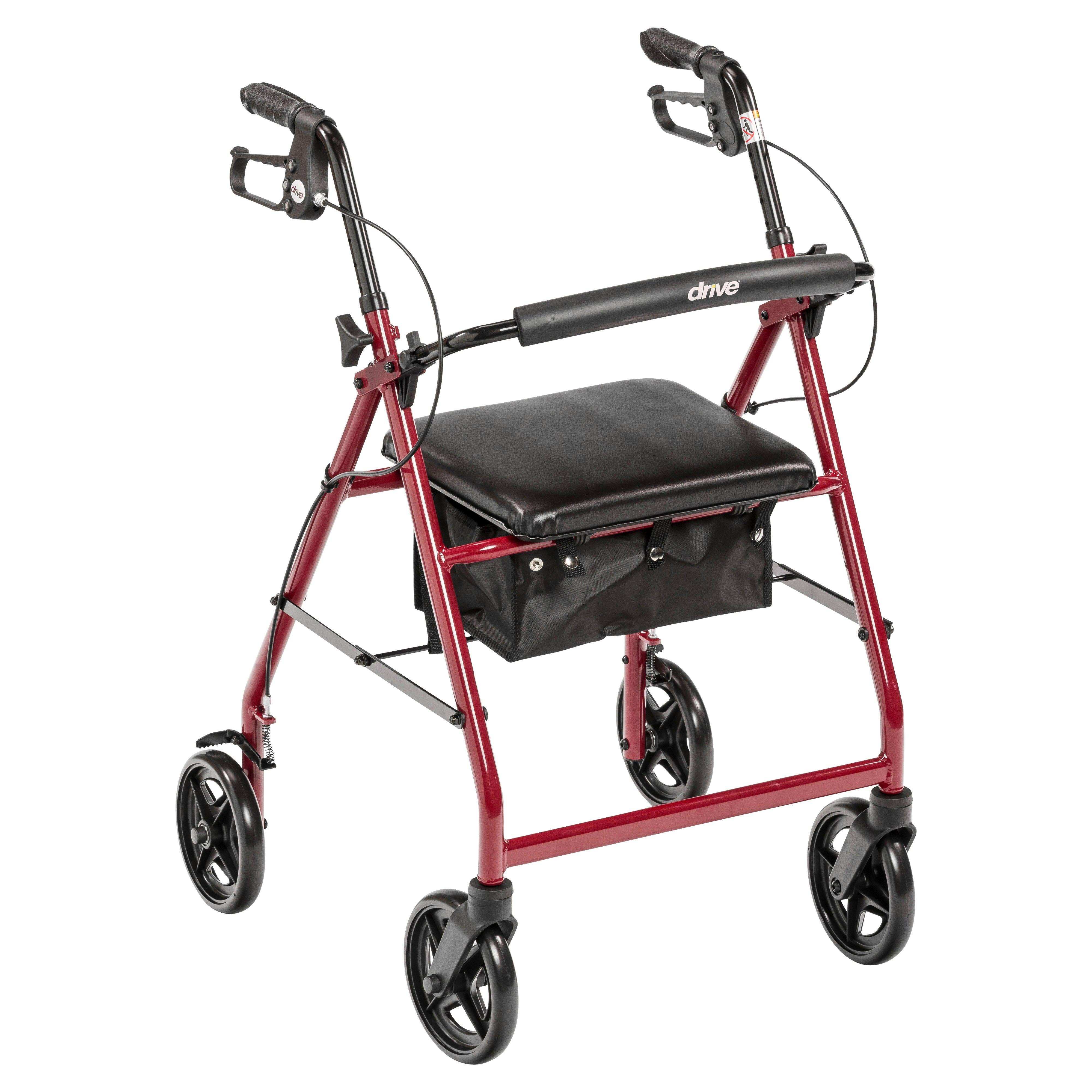 Drive Medical Aluminum Rollator Rolling Walker with Fold Up and Removable Back Support and Padded Seat - Shop Home Med