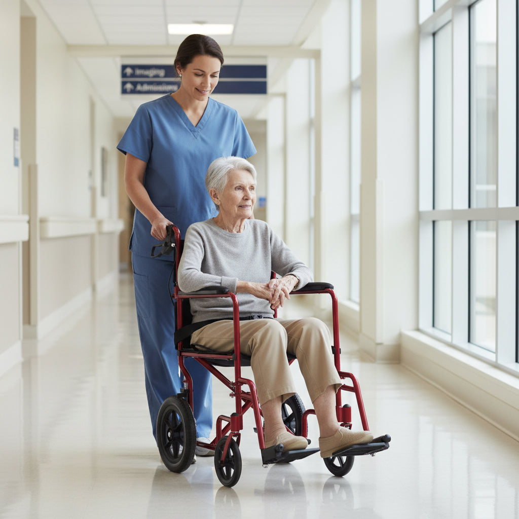 Drive Medical Lightweight Expedition Transport Wheelchair with Brakes