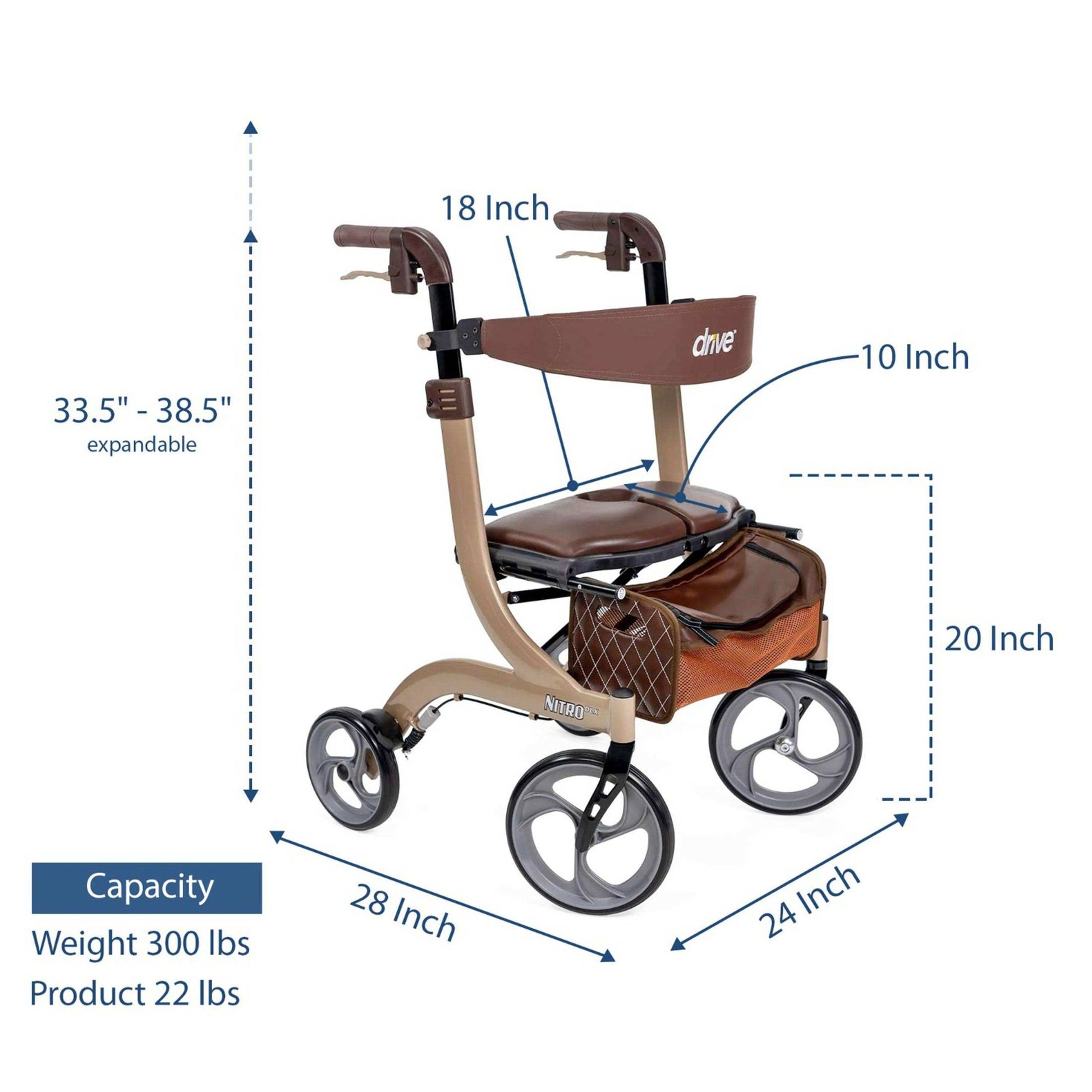 Drive Medical Nitro DLX Euro Style Rollator Rolling Walker - Shop Home Med