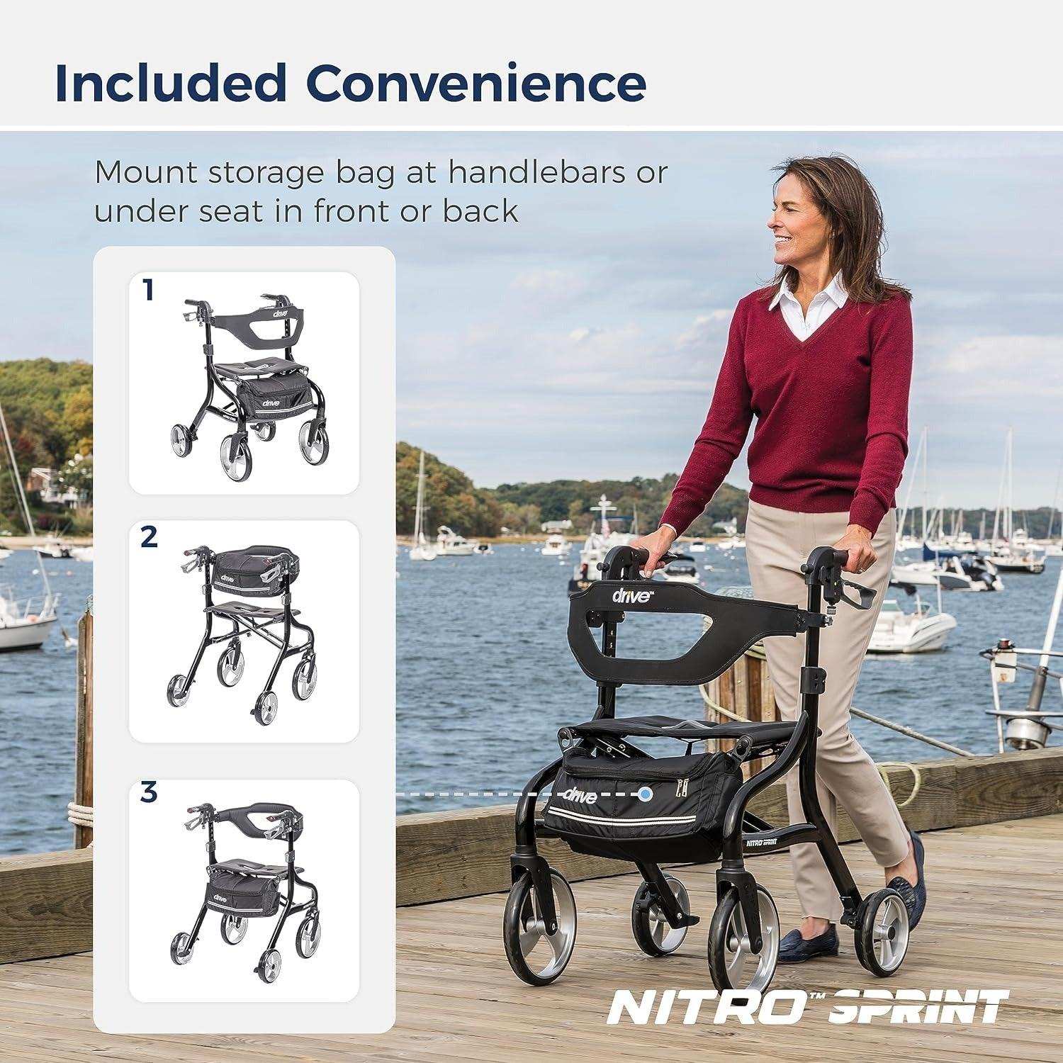 Drive Medical Nitro Sprint Rollator Rolling Walker - Tall - Shop Home Med