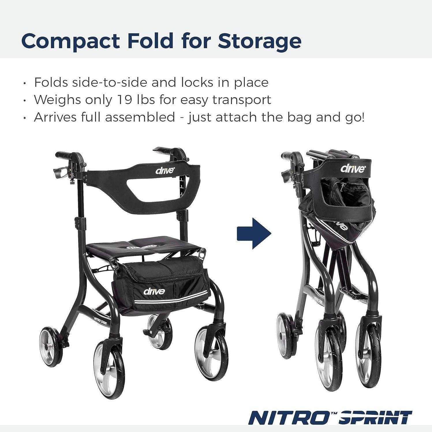 Drive Medical Nitro Sprint Rollator Rolling Walker - Tall - Shop Home Med