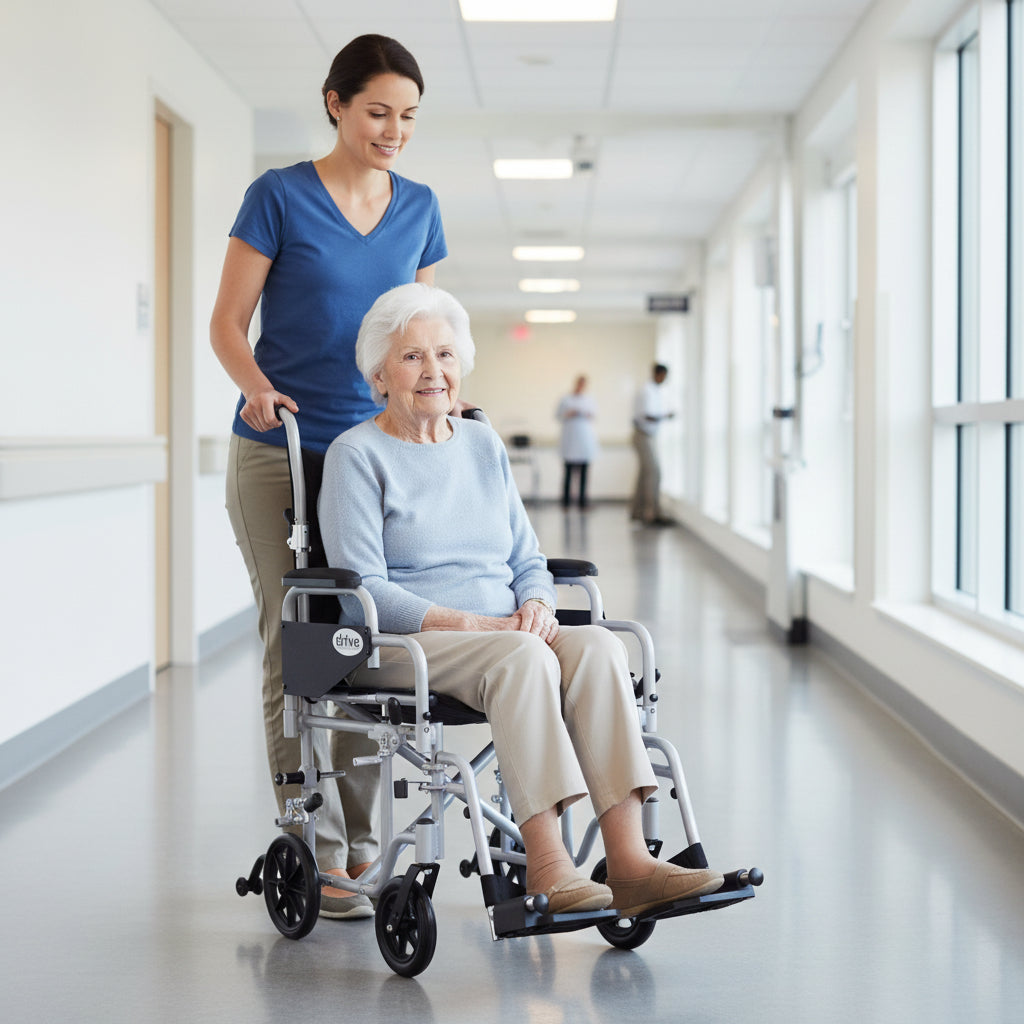 Drive Medical Poly Fly Lightweight Transport Chair Wheelchair