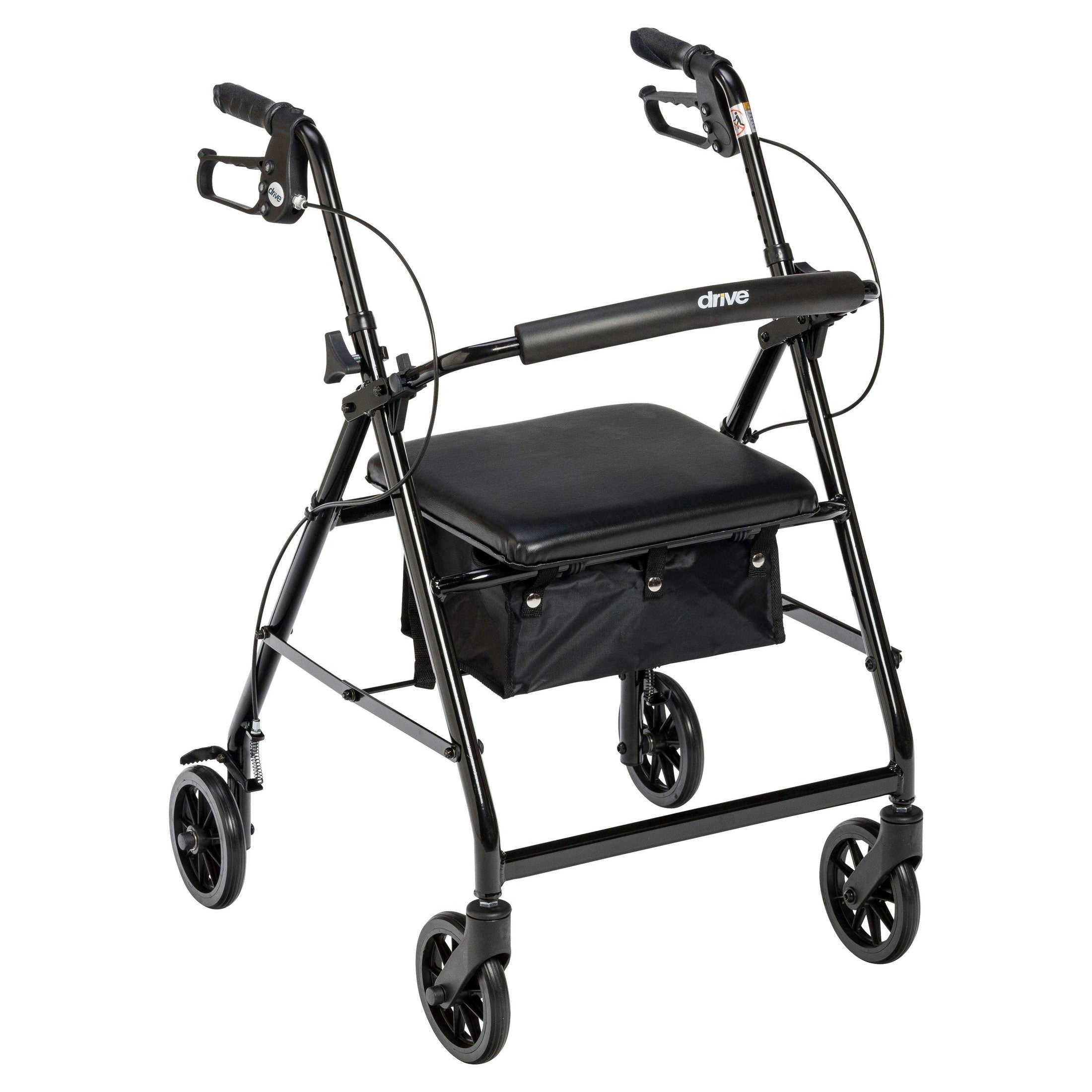 Drive Medical Rollator Rolling Walker with 6" Wheels, Fold Up Removable Back Support and Padded Seat - Shop Home Med