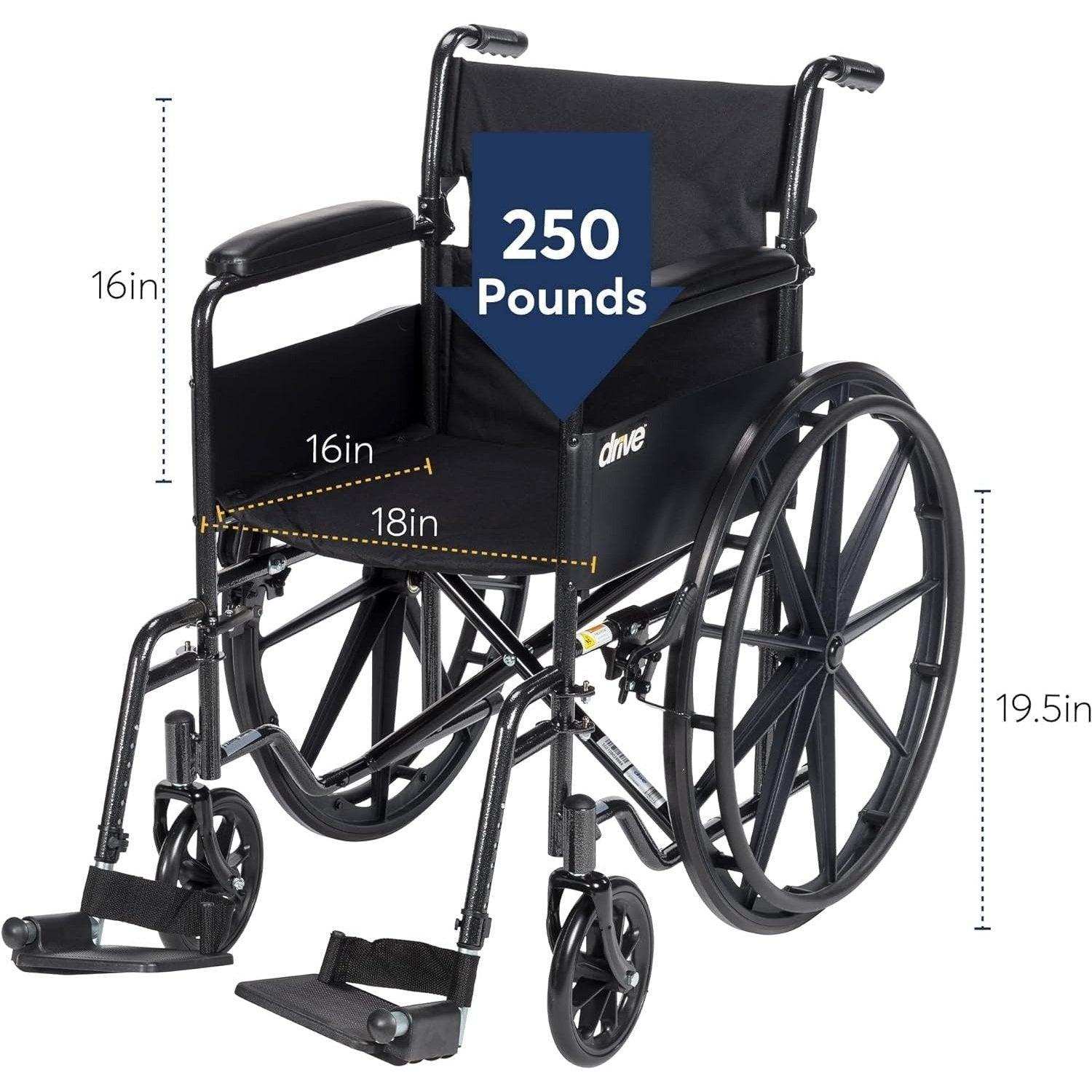 Drive Medical Silver Sport 1 Wheelchair with Full Arms and Swing away Removable Footrest - Shop Home Med