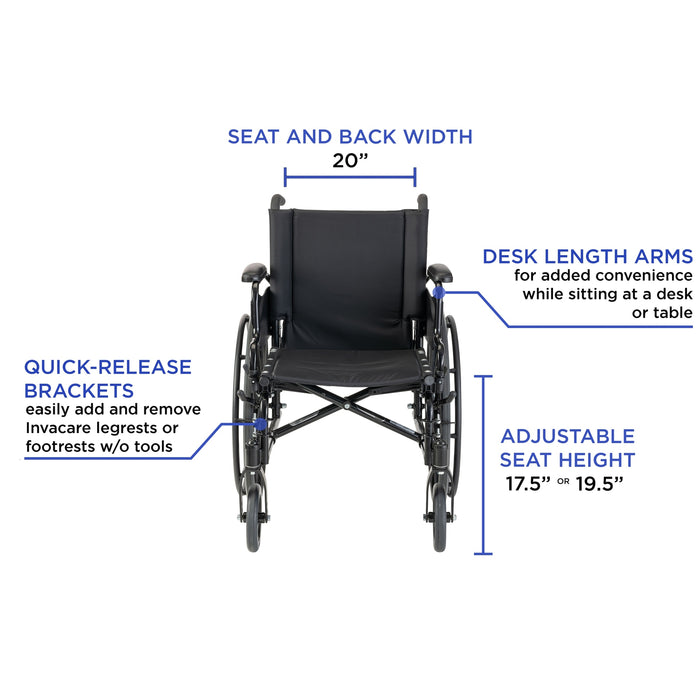 Invacare 9000XT Wheelchair with Fixed Height Space-Saver Arms